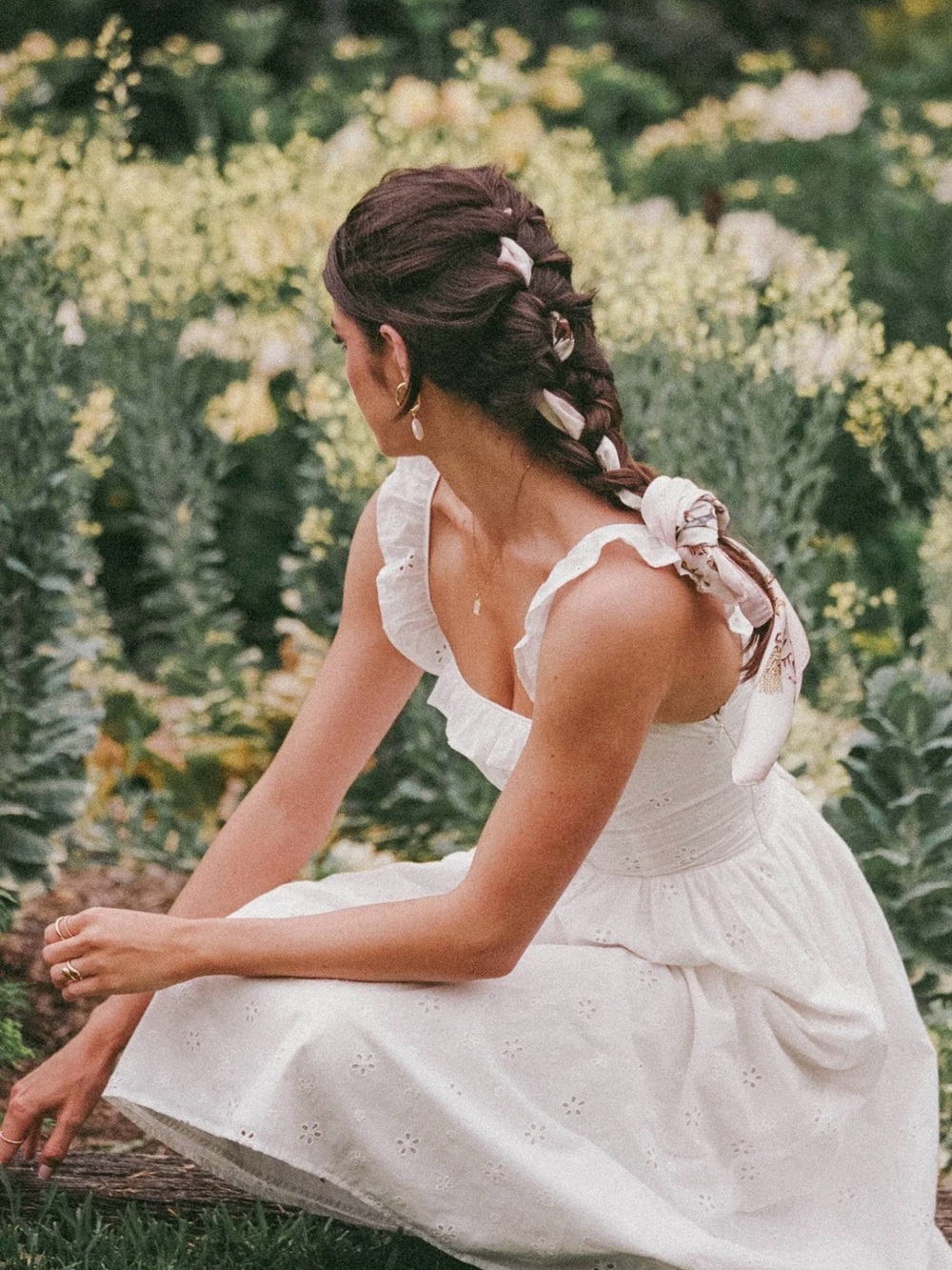 Petal & Pup White Eyelet Ruffle Midi Dress
